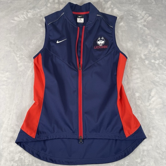 Nike Full Zip UCONN Huskies Vest Women's Navy & Red Size L - Picture 2 of 9